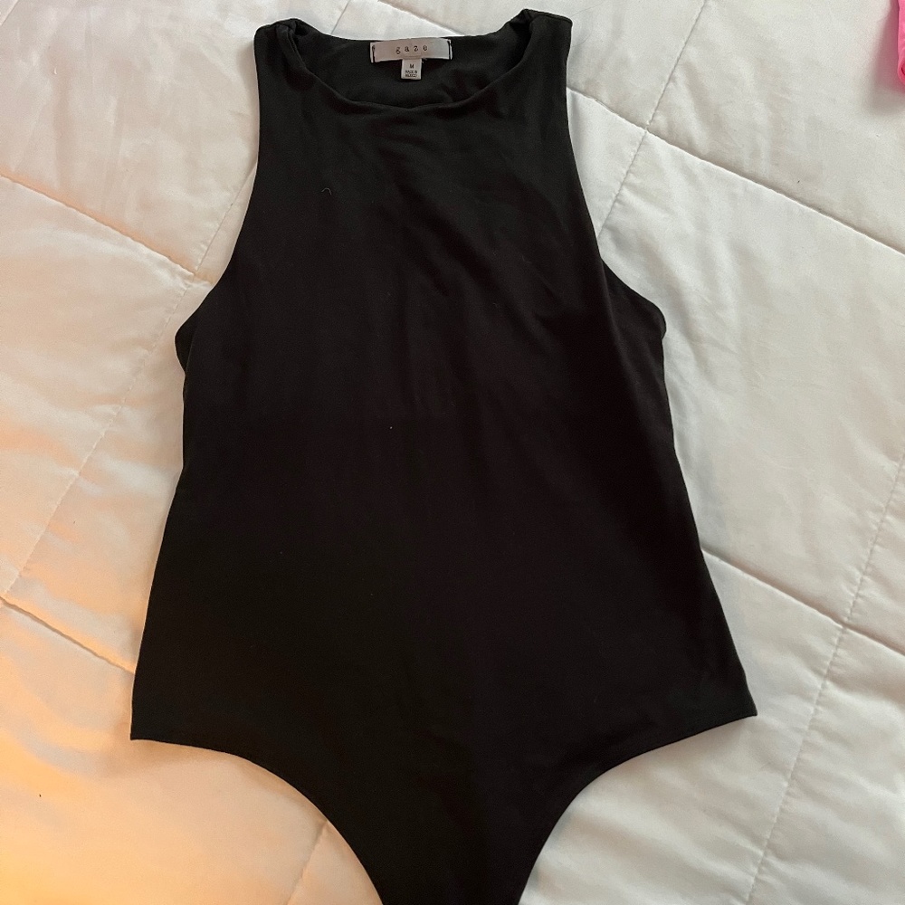 gaze black high-neck bodysuit